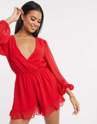 boohoo red playsuit