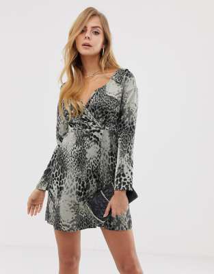 boohoo leopard print wrap dress