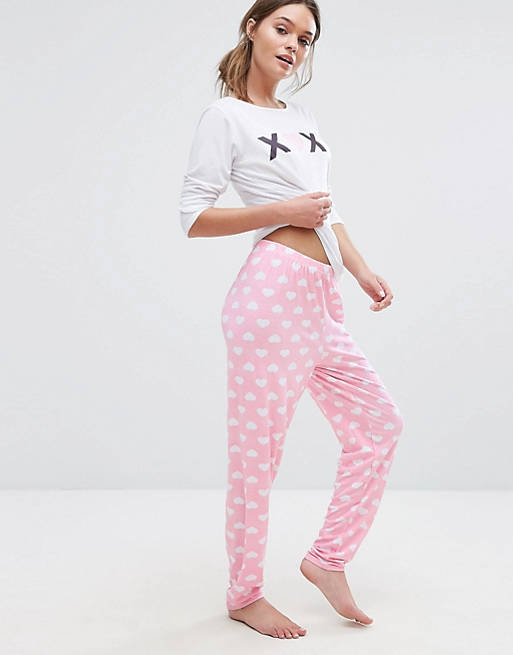 Boohoo Xoxo Printed Pajama Set
