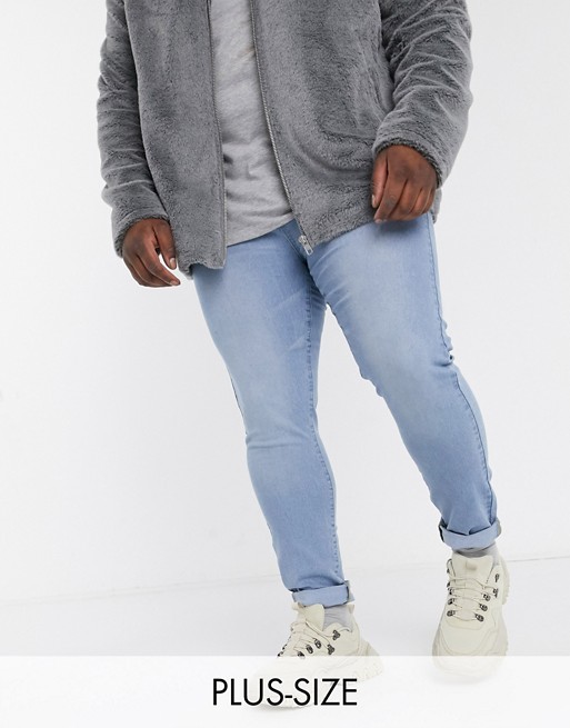 boohooMAN Big and Tall skinny Fit jeans in light blue