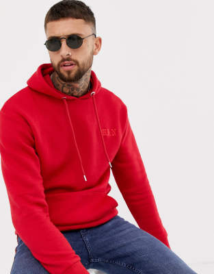 man in red hoodie