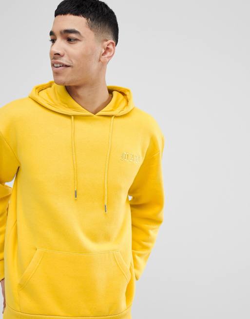 Boohooman yellow hoodie new arrivals