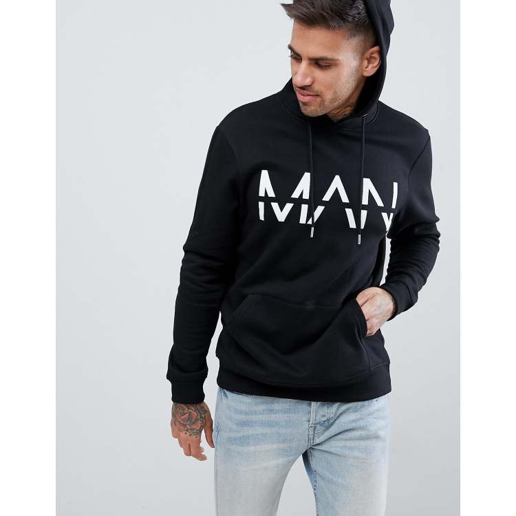 Boohooman hoodie with discount man print in white