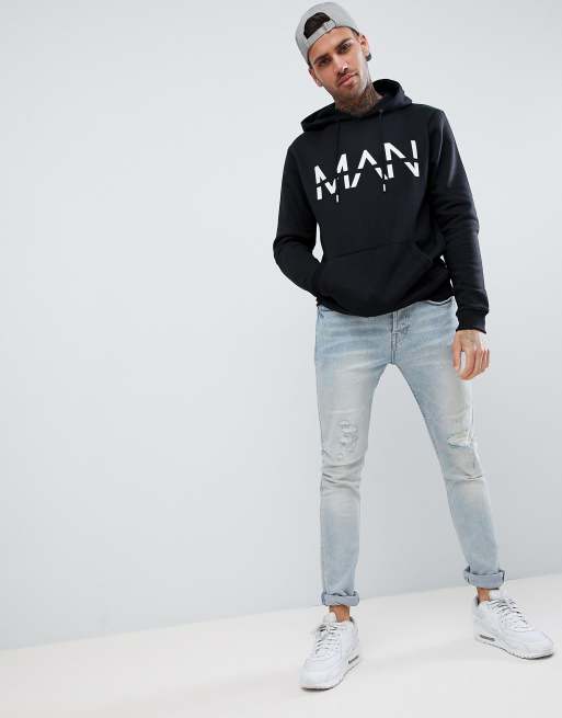 Boohooman white outlet hoodie