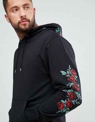 rose embroidered hoodie men