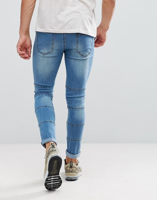 boohooMAN - Jean skinny avec empiècements et déchirures - Délavage clair, 2 de 4
