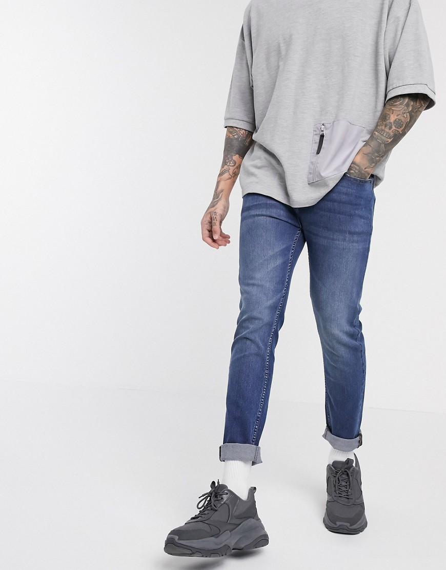 boohooMAN - Jeans skinny lavaggio blu medio