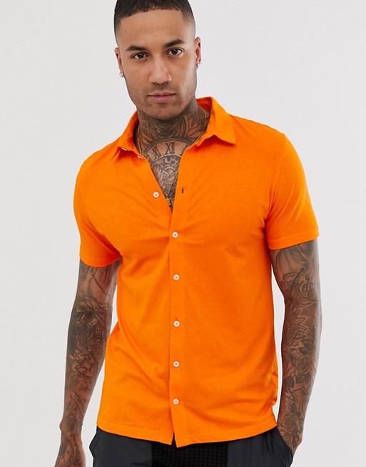 boohooMAN jersey shirt in orange