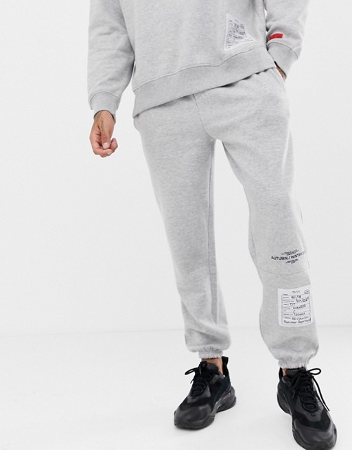 boohooMAN joggers with AW18 label in grey | ASOS