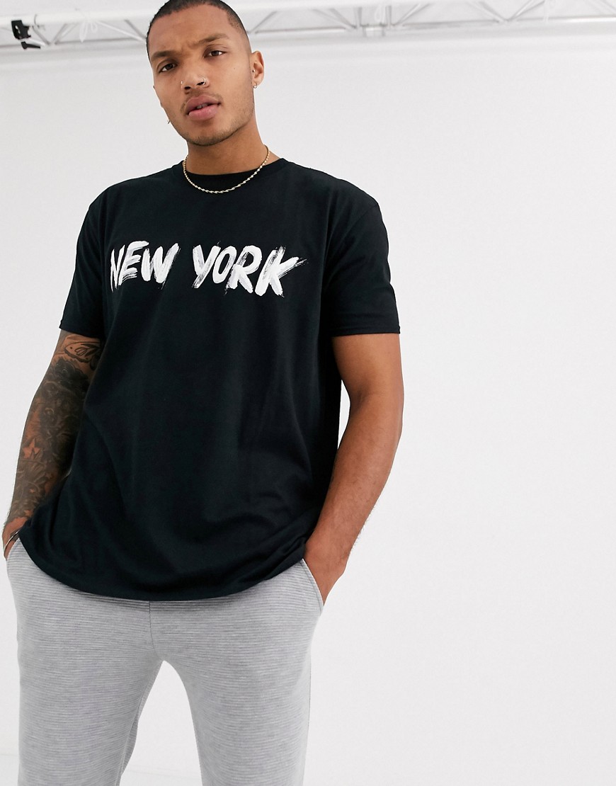 boohooMAN - New York - T-shirt oversize nera-Nero