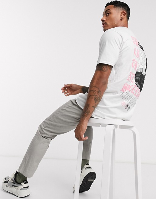 boohooMAN NYC back print t-shirt in white