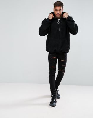 mens black borg hoodie