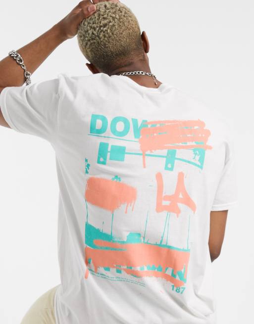 boohooMAN oversized LA graffiti back print tshirt in white ASOS
