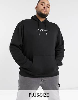 boohooman hoodie with man embroidery in black