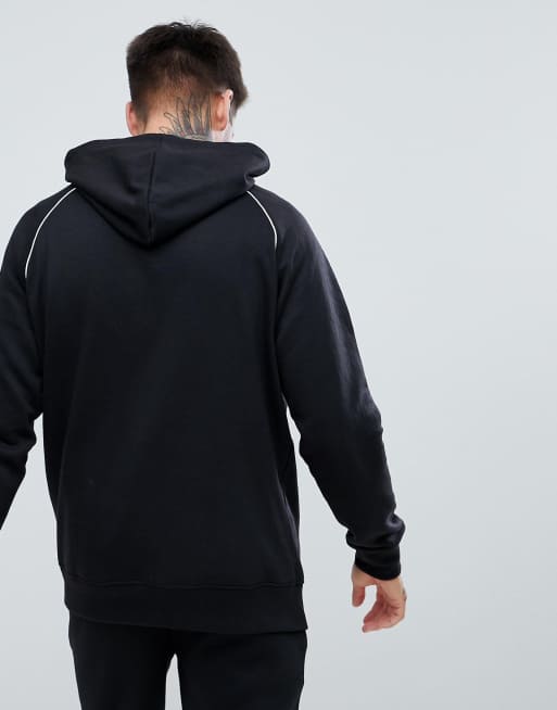 boohooMAN - Raglan hoodie met biezen in zwart, 2 van 4