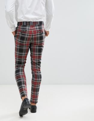 red plaid pants suit