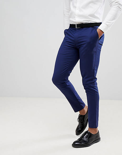 boohooMAN Skinny Fit Suit Pants In Blue | ASOS