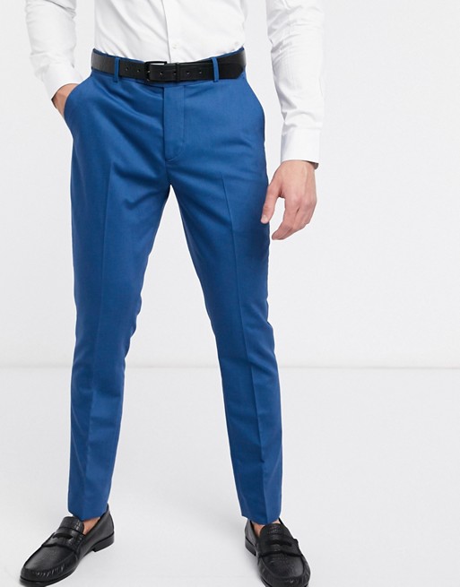 boohooMAN skinny fit suit trouser in blue