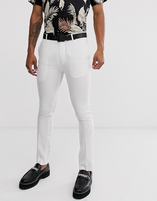 boohooMAN skinny fit suit trouser in white