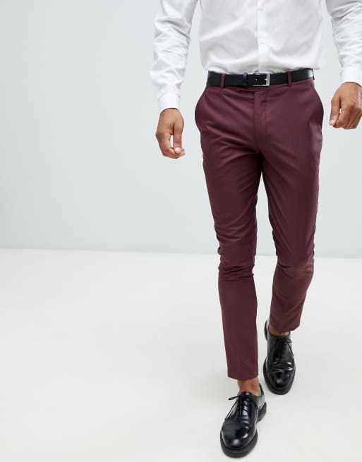 Maroon slim 2025 fit dress pants