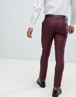 maroon slim fit dress pants