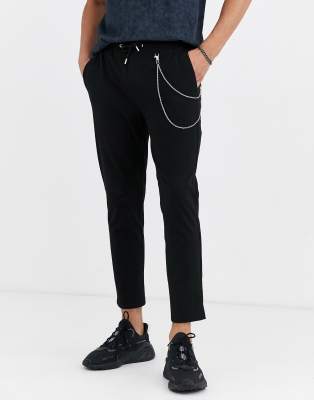 black chain joggers