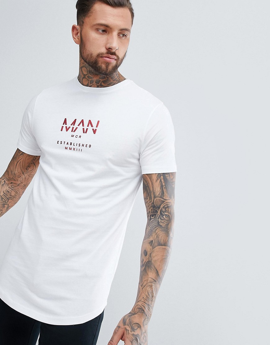 boohooMAN - T-shirt bianca con stampa metallica-Bianco