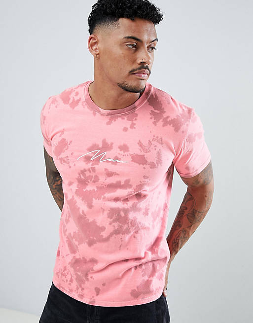 boohooMAN - T-shirt met roze tie-dye print | ASOS