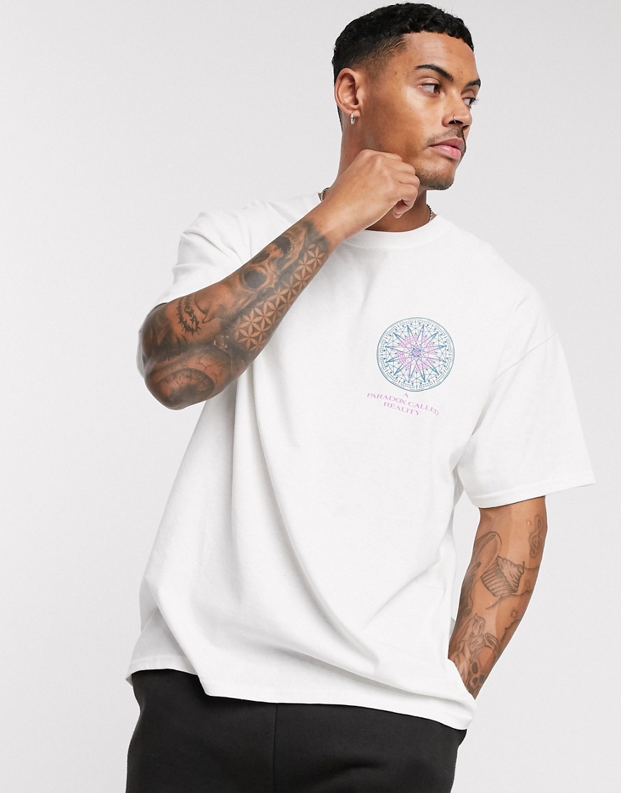 BoohooMAN - T-shirt oversize con stampa re-animated bianca-Bianco