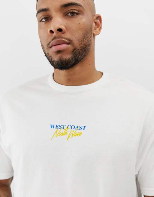 boohooMAN t-shirt with west coast print in white | ASOS
