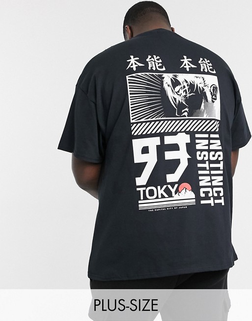 boohooMAN Tokyo back print t-shirt in black