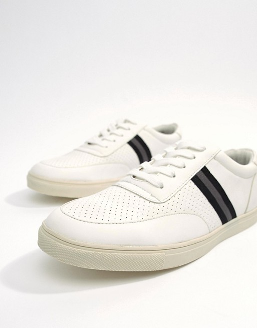 boohooMAN trainers with side stripe in white | ASOS