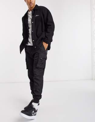 Boohooman Utility Cargo Joggers In Black Asos