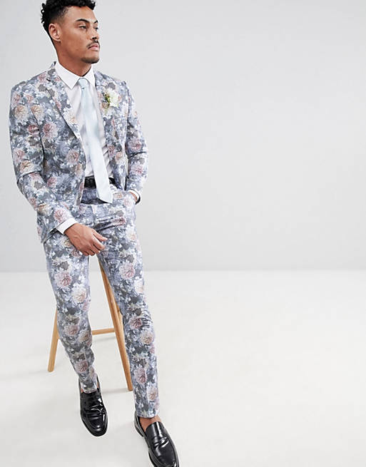sample 3923 boohoo Man Premium Skinny Fit Oriental Floral 2pc Suit 38 