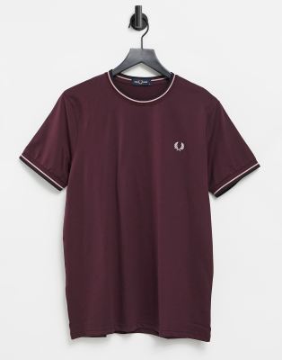 фото Бордовая футболка с двойным кантом fred perry-красный