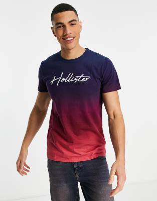 фото Бордовая футболка с эффектом омбре hollister-красный