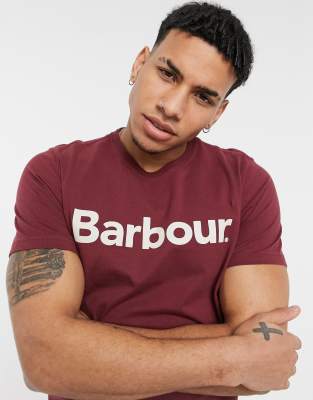 фото Бордовая футболка с логотипом barbour-красный