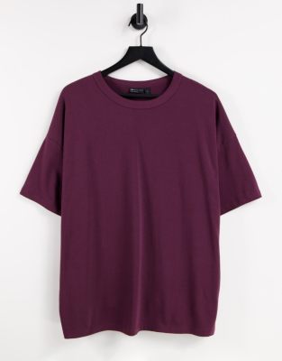 Бордовая свободная футболка из плотного органического хлопка ASOS DESIGN-Красный