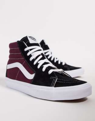 фото Бордово-черные кроссовки vans sk8-hi-черный