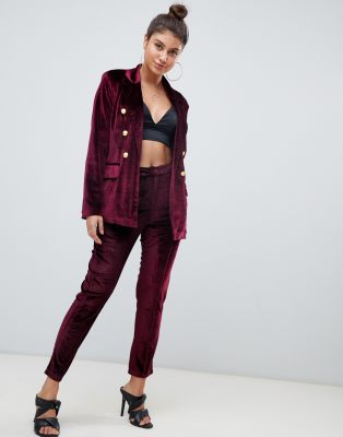 фото Бордовые бархатные брюки missguided-красный