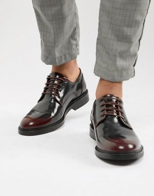 фото Бордовые блестящие туфли на шнуровке zign-красный