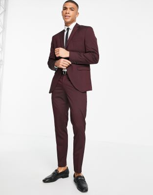 Бордовые брюки узкого кроя Selected Homme-Красный