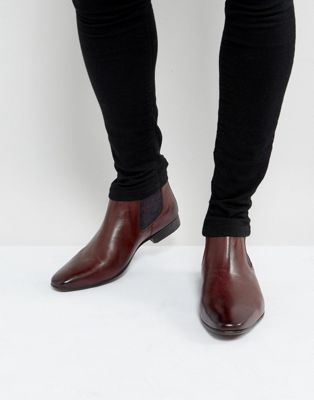 фото Бордовые кожаные ботинки челси с принтом пейсли silver street-красный