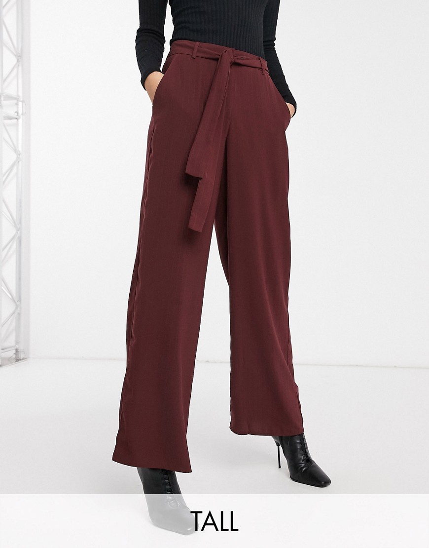 фото Бордовые широкие брюки y.a.s tall-коричневый