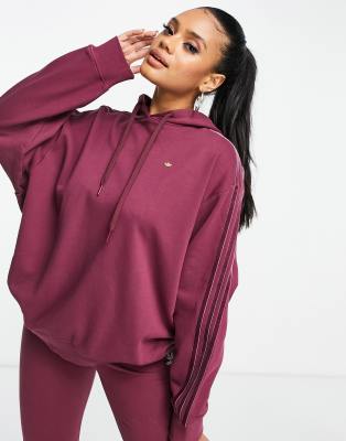 Бордовый худи с тремя полосками в тон изделия adidas Originals-Черный цвет