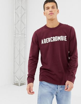 фото Бордовый лонгслив с логотипом abercrombie & fitch-красный