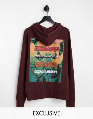 фото Бордовый oversized-худи с принтом collusion unisex-красный