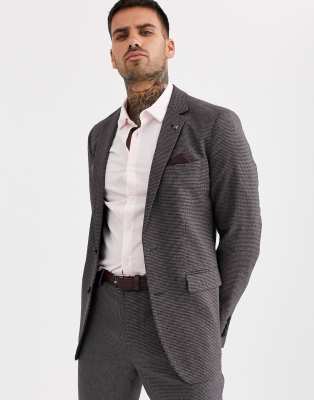 фото Бордовый зауженный пиджак в ломаную клетку burton menswear-красный