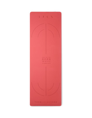 Born Living Yoga - 6 mm Yogamatte in Sunset-Koralle mit Wellendesign-Rosa