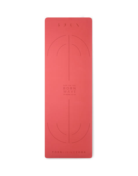 Born Living Yoga – 6 mm Yogamatte in Sunset-Koralle mit Wellendesign - view 1